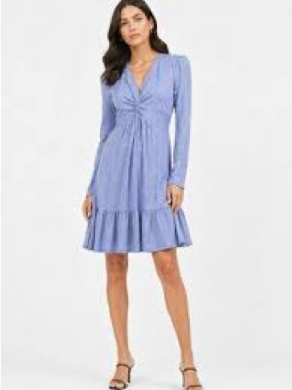 Gabby Skye Long Sleeve V-Neck Ruffle Hem Dress 8